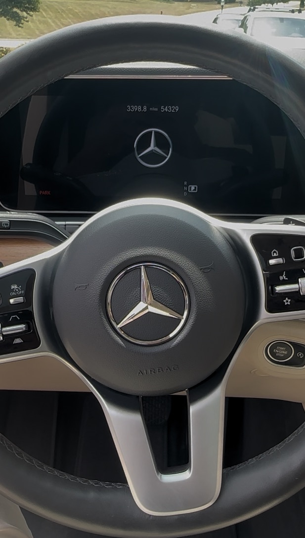 Mercedes steering wheel and dashboard after an interior detail